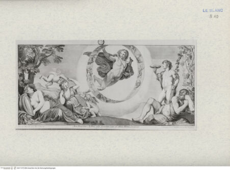 Vorderseite von Landesbildstelle Rheinland [http://creativecommons.org/publicdomain/mark/1.0/] Fresko des Palazzo VerospiFliegender Apoll; Mittelbild des Freskos des Palazzo Verospi - , bh311979. Foto.