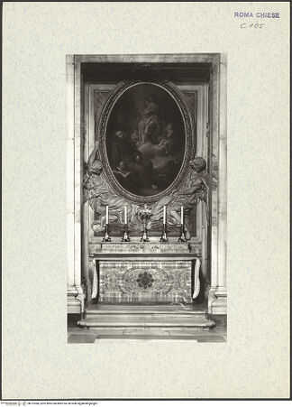 Vorderseite von Bibliotheca Hertziana [https://www.deutsche-digitale-bibliothek.de/content/lizenzen/rv-fz/] Altar des heiligen Franz von Assisi - Gesamtansicht, bh312084_recto. Foto.