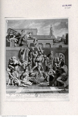 Vorderseite von Landesbildstelle Rheinland [http://creativecommons.org/publicdomain/mark/1.0/] Die Heilige Cäcilie verteilt Kleider an die Armen (aus: Raccolta de 'quadri ... posseduti da S.A.R. Pietro Leopoldo, Florenz 1778) - , bh312971. Foto.