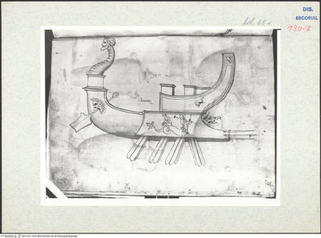 Vorderseite von Warburg Institute [https://www.deutsche-digitale-bibliothek.de/content/lizenzen/rv-ez/] Codex Escurialensisrömisches Kriegsschiff - , bh315327_recto. Foto.