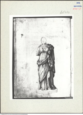 Vorderseite von Warburg Institute [https://www.deutsche-digitale-bibliothek.de/content/lizenzen/rv-ez/] Codex EscurialensisWeibliche Gewandstatue - , bh315393_recto. Foto.