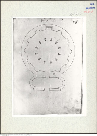 Vorderseite von Warburg Institute [https://www.deutsche-digitale-bibliothek.de/content/lizenzen/rv-ez/] Codex EscurialensisGrundriss des Mausoleum Constantiae - , bh315401_recto. Foto.