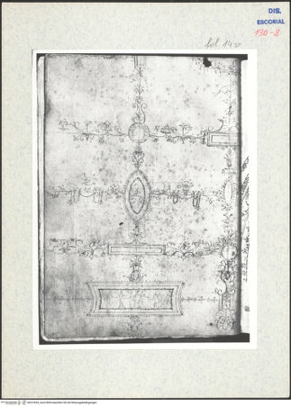 Vorderseite von Warburg Institute [https://www.deutsche-digitale-bibliothek.de/content/lizenzen/rv-ez/] Codex EscurialensisDetail aus der Decke der camera 23 - , bh315433_recto. Foto.