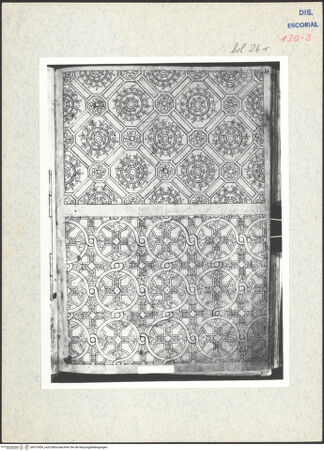 Vorderseite von Warburg Institute [https://www.deutsche-digitale-bibliothek.de/content/lizenzen/rv-ez/] Codex EscurialensisZwei Flächenmuster - , bh315454_recto. Foto.