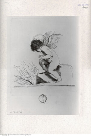 Vorderseite von Landesbildstelle Rheinland [http://creativecommons.org/publicdomain/mark/1.0/] Amor sieht seinen Pfeil und Bogen, die verbrennem - , bh315837. Foto.