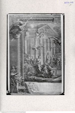 Vorderseite von Landesbildstelle Rheinland [http://creativecommons.org/publicdomain/mark/1.0/] Triumph der Tugend (Thesenblatt zur Doktorwürde in Philosophie und Theologie des Benedetto Pamphili) - Blatt 1 - , bh315875. Foto.