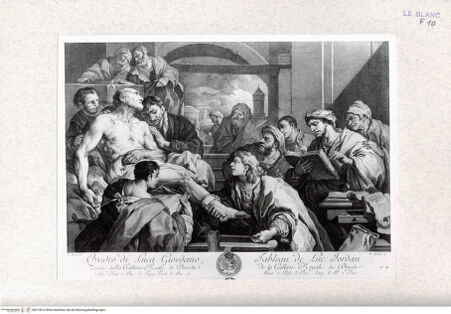 Vorderseite von Landesbildstelle Rheinland [http://creativecommons.org/publicdomain/mark/1.0/] Recueil d'Estampes d'après les plus célèbres tableaux de la Galerie Royale de Dresde. I. Volume. Contenant cinquante pieces avec une description de chaque tableau en francois et en italien. ... Imprimé a Dresde M.DCC.LIII.Tafel 38: Der Tod des Seneca - , bh315914. Foto.