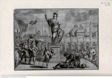 Vorderseite von Landesbildstelle Rheinland [http://creativecommons.org/publicdomain/mark/1.0/] Ein Kaiser vor der Statue der Pallas Athene - , bh315995. Foto.