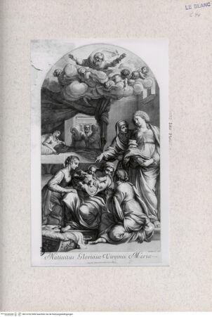 Vorderseite von Bibliotheca Hertziana [http://creativecommons.org/publicdomain/mark/1.0/] Kupferstiche Jakob Freys und anderer von Gemälden Carlo Marattas und anderer in römischen Kirchen und SammlungenTafel (9): Die Geburt der Jungfrau - , bh316182. Foto.