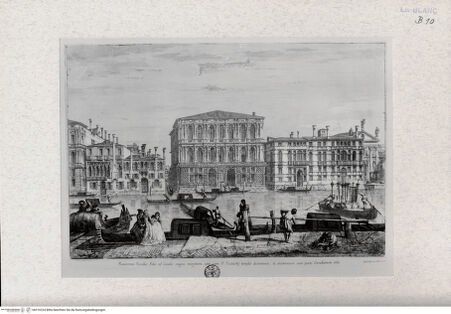 Vorderseite von  [http://creativecommons.org/publicdomain/mark/1.0/] Ansichten VenedigsCanal Grande, Bildmitte Palazzo Pesaro - , bh316224. Foto.