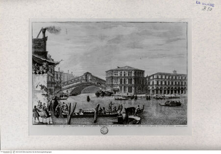 Vorderseite von Landesbildstelle Rheinland [http://creativecommons.org/publicdomain/mark/1.0/] Ansichten Venedigsvon links nach rechts Rialto-Brücke, Palazzo dei Camerlenghi, Fabbriche Vecchie di Rialto - , bh316229. Foto.