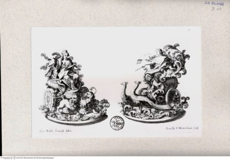 Vorderseite von Landesbildstelle Rheinland [http://creativecommons.org/publicdomain/mark/1.0/] Abendessen d. 14.1.1687: Tafelaufsätze mit Cybele und Juno (Taf. 11 aus J. M. Wright, Ragguaglio dela solenne comparsa, fatta in Roma ... dall'illustrissimo, et eccellentissimo Signor Conte di Castelmaine ... Roma 1687) - , bh316247. Foto.