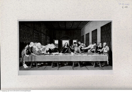 Vorderseite von Landesbildstelle Rheinland [http://creativecommons.org/publicdomain/mark/1.0/] Stiche nach Leonardos "Das letzte Abendmahl"Das letzte Abendmahl (Probedruck) - , bh316316. Foto.