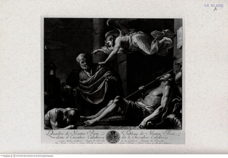 Vorderseite von Landesbildstelle Rheinland [http://creativecommons.org/publicdomain/mark/1.0/] Recueil d'Estampes d'après les plus célèbres tableaux de la Galerie Royale de Dresde. I. Volume. Contenant cinquante pieces avec une description de chaque tableau en francois et en italien. ... Imprimé a Dresde M.DCC.LIII.Tafel 32: Die Befreiung des heiligen Petrus - , bh316420. Foto.