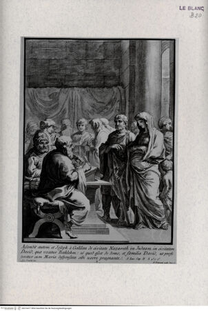 Vorderseite von Landesbildstelle Rheinland [http://creativecommons.org/publicdomain/mark/1.0/] Szenen aus dem Leben der MariaBlatt X: Joseph mit Maria bei der Zählung des Volkes von Bethlehem - , bh316477. Foto.