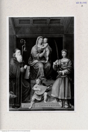 Vorderseite von Landesbildstelle Rheinland [http://creativecommons.org/publicdomain/mark/1.0/] Madonna mit Kind zwischen dem Heiligen Antonius und der Heiligen Barbara - , bh316534. Foto.