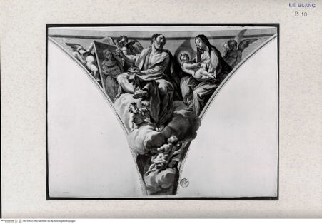 Vorderseite von Landesbildstelle Rheinland [http://creativecommons.org/publicdomain/mark/1.0/] Nachstiche nach den Fresken in SS. Apostoli, NeapelDer Evangelist Lukas - , bh316553. Foto.