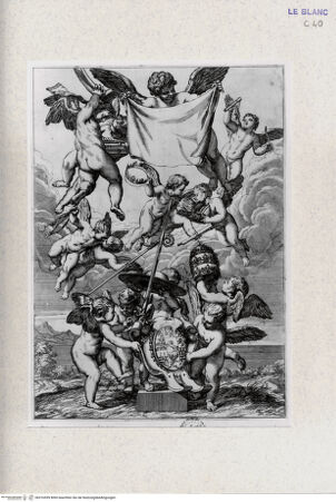 Vorderseite von Landesbildstelle Rheinland [http://creativecommons.org/publicdomain/mark/1.0/] Engel mit einem Wappen - , bh316559. Foto.