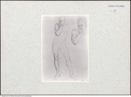 Vorderseite von Staatliche Museen zu Berlin - Preußischer Kulturbesitz [https://www.deutsche-digitale-bibliothek.de/content/lizenzen/rv-ez/] Zwei Studien eines männlichen Aktes - , bh316899_recto. Foto.