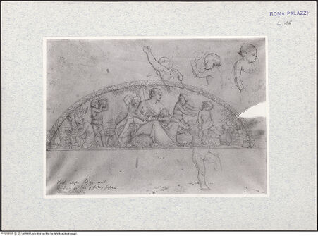 Vorderseite von Staatliche Museen zu Berlin [https://www.deutsche-digitale-bibliothek.de/content/lizenzen/rv-ez/] Die sieben fetten Jahre (Lunette), mit weiteren Skizzen zu Kindern - , bh316902_recto. Foto.