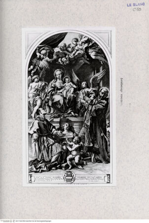 Vorderseite von Landesbildstelle Rheinland [http://creativecommons.org/publicdomain/mark/1.0/] Maria mit dem Jesuskind, von den Heiligen Karl Borromäus und Ignatius angebetet - , bh317644. Foto.