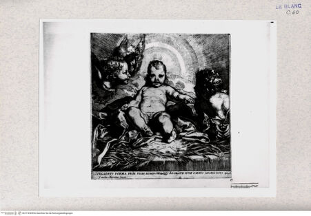 Vorderseite von  [http://creativecommons.org/publicdomain/mark/1.0/] Das Jesuskind in der Krippe, von Engeln verehrt - , bh317658. Foto.