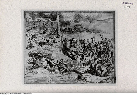 Vorderseite von Landesbildstelle Rheinland [http://creativecommons.org/publicdomain/mark/1.0/] Serie der biblischen Geschichten nach den Fresken der Loggien des VatikansDer Durchzug durch das Rote Meer - Bl. 31 - , bh317837. Foto.