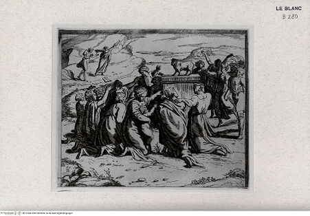 Vorderseite von Landesbildstelle Rheinland [http://creativecommons.org/publicdomain/mark/1.0/] Serie der biblischen Geschichten nach den Fresken der Loggien des VatikansAnbetung des Goldenen Kalbes - Bl. 34 - , bh317840. Foto.