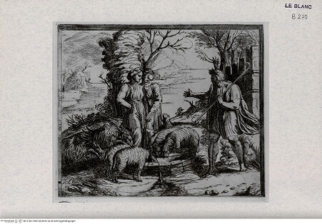 Vorderseite von Landesbildstelle Rheinland [http://creativecommons.org/publicdomain/mark/1.0/] Serie der biblischen Geschichten nach den Fresken der Loggien des VatikansDas Treffen Jakobs und Rachels am Brunnen - B. 22 - , bh317841. Foto.