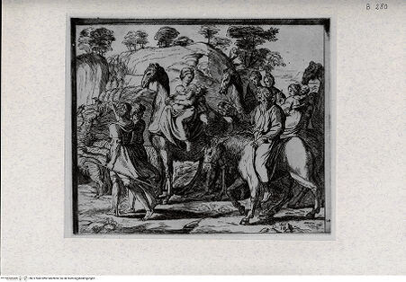 Vorderseite von Landesbildstelle Rheinland [http://creativecommons.org/publicdomain/mark/1.0/] Serie der biblischen Geschichten nach den Fresken der Loggien des VatikansDie Flucht Jakobs - Bl. 24 - , bh317843. Foto.