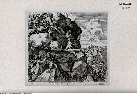 Vorderseite von Landesbildstelle Rheinland [http://creativecommons.org/publicdomain/mark/1.0/] Stichserie nach den Fresken der Loggien des VatikanMoses erhält die Gesetzestafeln - Bl. 33 - , bh317859. Foto.