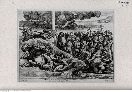 Vorderseite von Landesbildstelle Rheinland [http://creativecommons.org/publicdomain/mark/1.0/] Stichserie nach den Fresken der Loggien des VatikanDer Durchzug durch das Rote Meer - Bl. 31 - , bh317866. Foto.