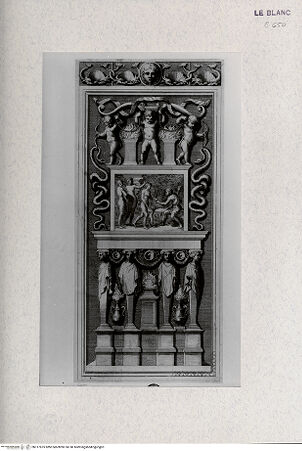 Vorderseite von Landesbildstelle Rheinland [http://creativecommons.org/publicdomain/mark/1.0/] "Divers Ornemens de Raphael peints aux ambrazures des fenestres du Vatican" (Stanzen)Blatt 3 (Stanza della Segnatura) - , bh317875. Foto.