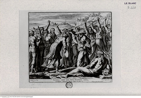 Vorderseite von Landesbildstelle Rheinland [http://creativecommons.org/publicdomain/mark/1.0/] "Imagines Veteris ac Novi Testamenti", Serie der biblischen Geschichten nach der "Bibel Rafaels"Die Salbung Salomos - Bl. 45 - , bh317906. Foto.