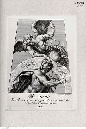 Vorderseite von Landesbildstelle Rheinland [http://creativecommons.org/publicdomain/mark/1.0/] Stichserie nach den Fresken der Chigi-Kapelle in Santa Maria del PopoloMerkur - Bl. 7 - , bh317941. Foto.