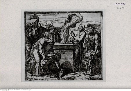 Vorderseite von Landesbildstelle Rheinland [http://creativecommons.org/publicdomain/mark/1.0/] Serie der biblischen Geschichten nach den Fresken der Loggien des VatikansOpfer Noahs - B. 12 - , bh317970. Foto.