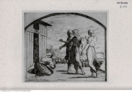 Vorderseite von Landesbildstelle Rheinland [http://creativecommons.org/publicdomain/mark/1.0/] Serie der biblischen Geschichten nach den Fresken der Loggien des VatikansAbraham und die drei Engel - B. 14 - , bh317972. Foto.