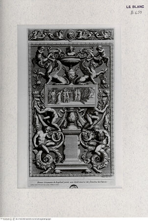 Vorderseite von Landesbildstelle Rheinland [http://creativecommons.org/publicdomain/mark/1.0/] "Divers Ornemens de Raphael peints aux ambrazures des fenestres du Vatican" (Stanzen)Blatt 1 (Detail Stanza della Segnatura) - , bh317985. Foto.