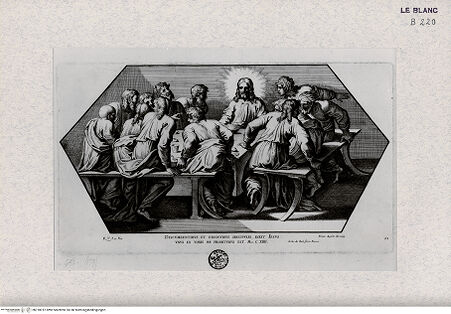 Vorderseite von Landesbildstelle Rheinland [http://creativecommons.org/publicdomain/mark/1.0/] "Imagines Veteris ac Novi Testamenti", Serie der biblischen Geschichten nach der "Bibel Rafaels"Das letzte Abendmahl - Bl. 52 - , bh318012. Foto.