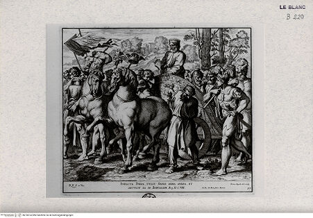 Vorderseite von Landesbildstelle Rheinland [http://creativecommons.org/publicdomain/mark/1.0/] "Imagines Veteris ac Novi Testamenti", Serie der biblischen Geschichten nach der "Bibel Rafaels"Triumph über die Assyrer - Bl. 43 - , bh318014. Foto.