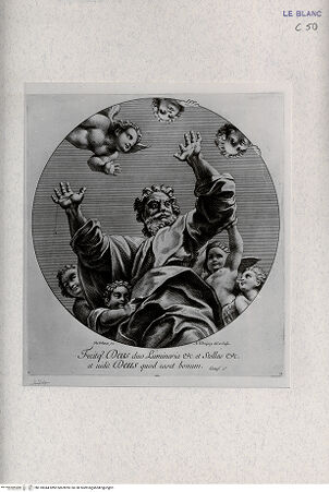 Vorderseite von Landesbildstelle Rheinland [http://creativecommons.org/publicdomain/mark/1.0/] Stichserie nach den Fresken der Chigi-Kapelle in Santa Maria del PopoloGottvater - Bl. 9 - , bh318044. Foto.