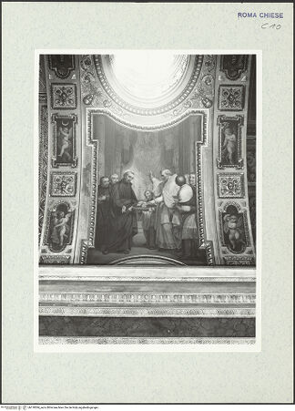 Vorderseite von ICCD [https://www.deutsche-digitale-bibliothek.de/content/lizenzen/rv-ez/] Decke im Inneren des Oratoriums: Szenen aus der Vita des heiligen Franz Xaver; Engel - Szene aus der Heiligenvita, bh318384_recto. Foto.