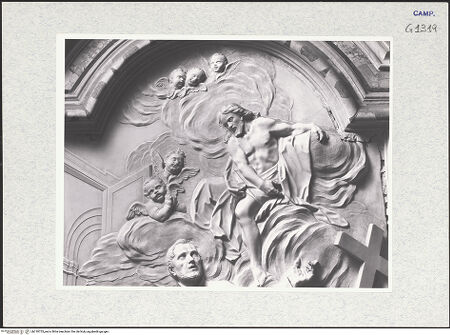 Vorderseite von ICCD [https://www.deutsche-digitale-bibliothek.de/content/lizenzen/rv-ez/] Szenen aus dem Leben des heiligen GaetanoDem heiligen Kajetan erscheint das Kreuz - Detail: Christus, bh318735_recto. Foto.