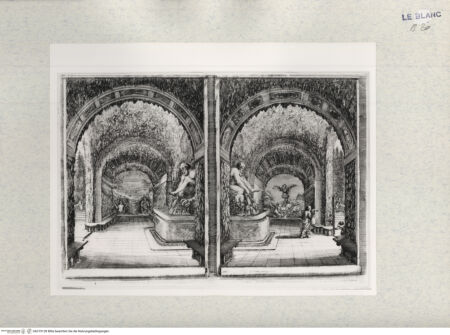 Vorderseite von Courtauld Institute [http://creativecommons.org/publicdomain/mark/1.0/] Sechs Ansichten der Villa PratolinoTafel (4): 2 Blätter mit der Ansicht einer Grotte von zwei verschiedenen Seiten - , bh319128. Foto.