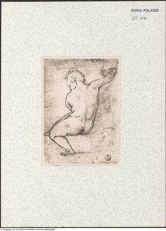 Vorderseite von Bibliotheca Hertziana [https://rightsstatements.org/page/CNE/1.0/] Skizze eines Putto für die Sala del Disegno des Palazzo Zuccari - , bh319486_recto. Foto.