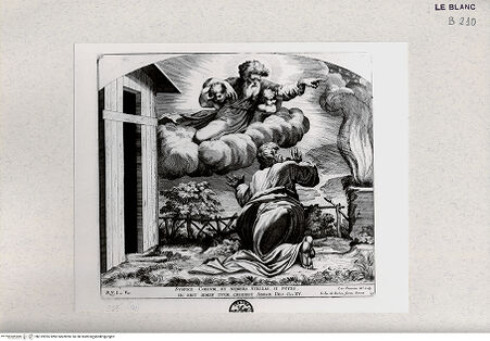 Vorderseite von Landesbildstelle Rheinland [http://creativecommons.org/publicdomain/mark/1.0/] "Imagines Veteris ac Novi Testamenti", Serie der biblischen Geschichten nach der "Bibel Rafaels"Die Verheißung Gottes an Abraham - Bl. 14 - , bh319995. Foto.