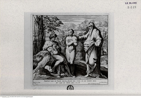 Vorderseite von Landesbildstelle Rheinland [http://creativecommons.org/publicdomain/mark/1.0/] "Imagines Veteris ac Novi Testamenti", Serie der biblischen Geschichten nach der "Bibel Rafaels"Erschaffung der Eva - Bl. 5 - , bh320002. Foto.