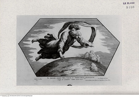 Vorderseite von Landesbildstelle Rheinland [http://creativecommons.org/publicdomain/mark/1.0/] "Imagines Veteris ac Novi Testamenti", Serie der biblischen Geschichten nach der "Bibel Rafaels"Trennung von Wasser und Erde - Bl. 1 - , bh320004. Foto.