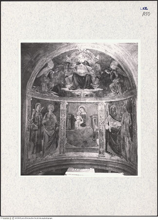 Vorderseite von Hutzel, Max [https://www.deutsche-digitale-bibliothek.de/content/lizenzen/rv-fz/] Thronende Maria mit dem Kind und den Heiligen Stephanus, Petrus, Paulus und Sebastian - , bh320465_recto. Foto: Hutzel, Max.