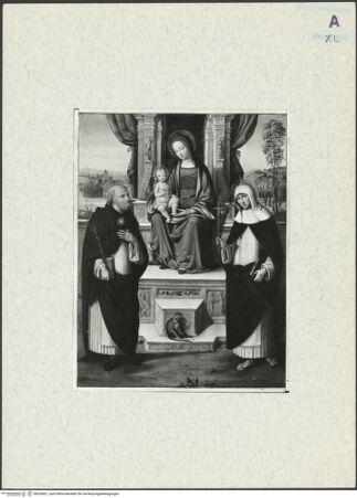 Vorderseite von National Gallery London [https://www.deutsche-digitale-bibliothek.de/content/lizenzen/rv-ez/] The Virgin and Child with Saints Dominic and Catherine of Siena - , bh320821_recto. Foto.
